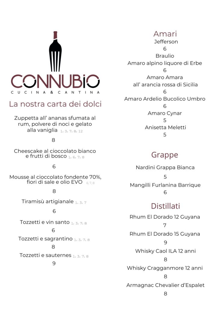carta dei dolci ristorante perugia