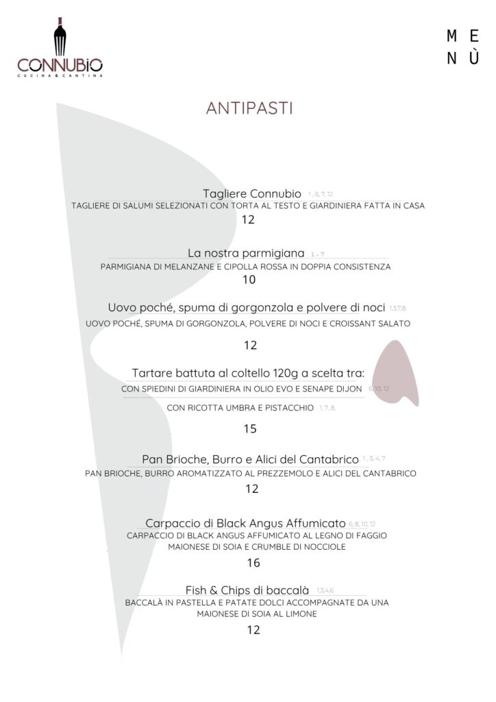 antipasti connubio ristorante