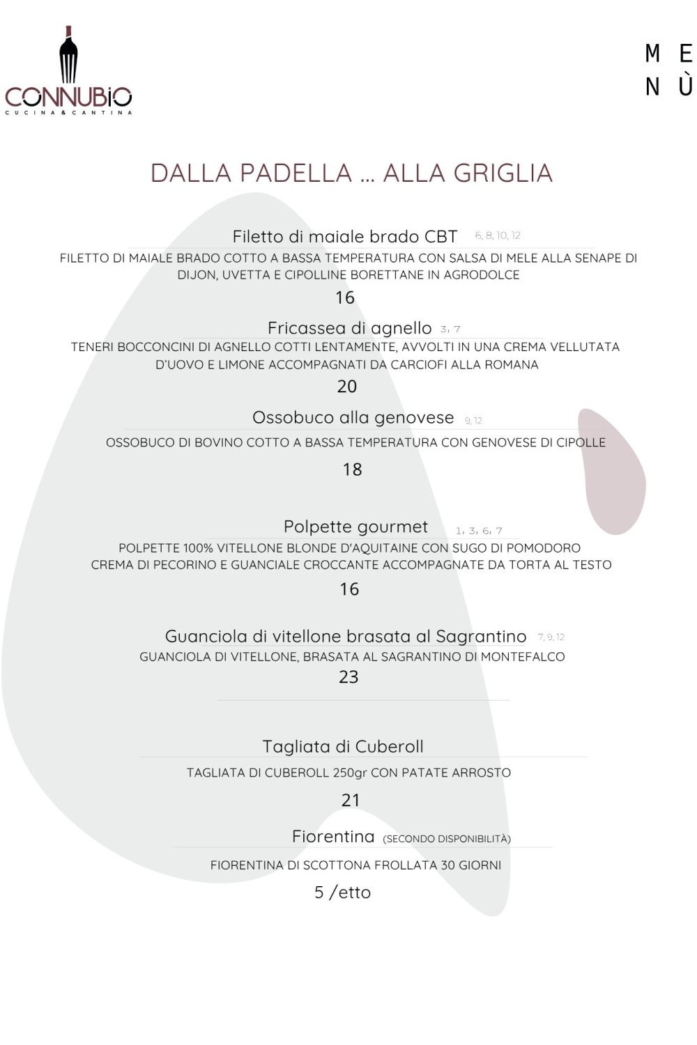 secondi connubio ristorante